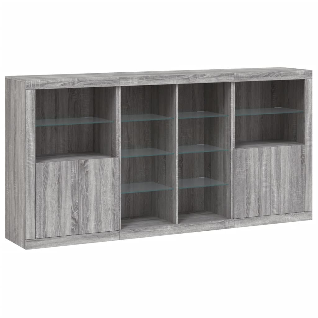 vidaXL Servantă cu lumini LED, gri sonoma, 202x37x100 cm vidaXL Servantă cu lumini LED, gri sonoma, 202x37x100 cm
