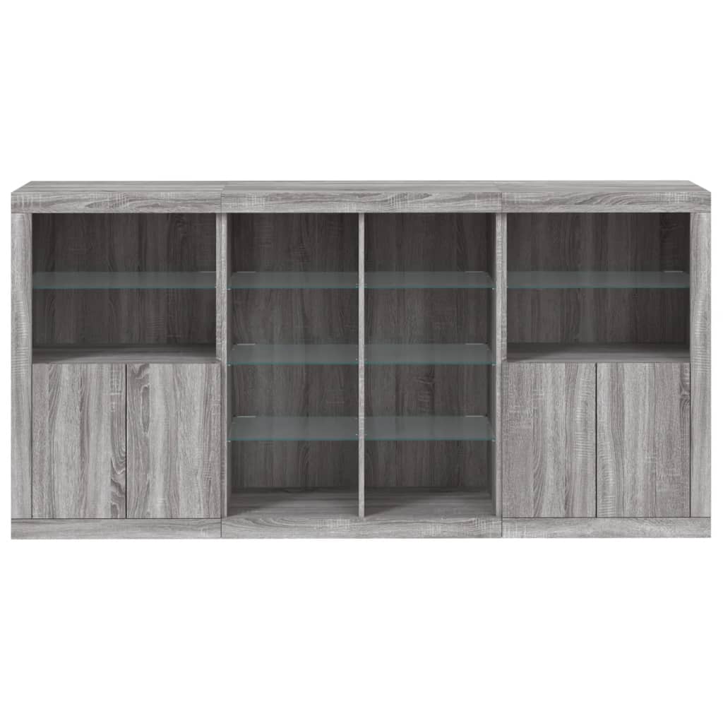 vidaXL Servantă cu lumini LED, gri sonoma, 202x37x100 cm vidaXL Servantă cu lumini LED, gri sonoma, 202x37x100 cm