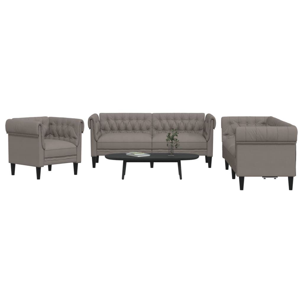 vidaXL Set de canapele, 3 piese, gri taupe, textil vidaXL Set de canapele, 3 piese, gri taupe, textil