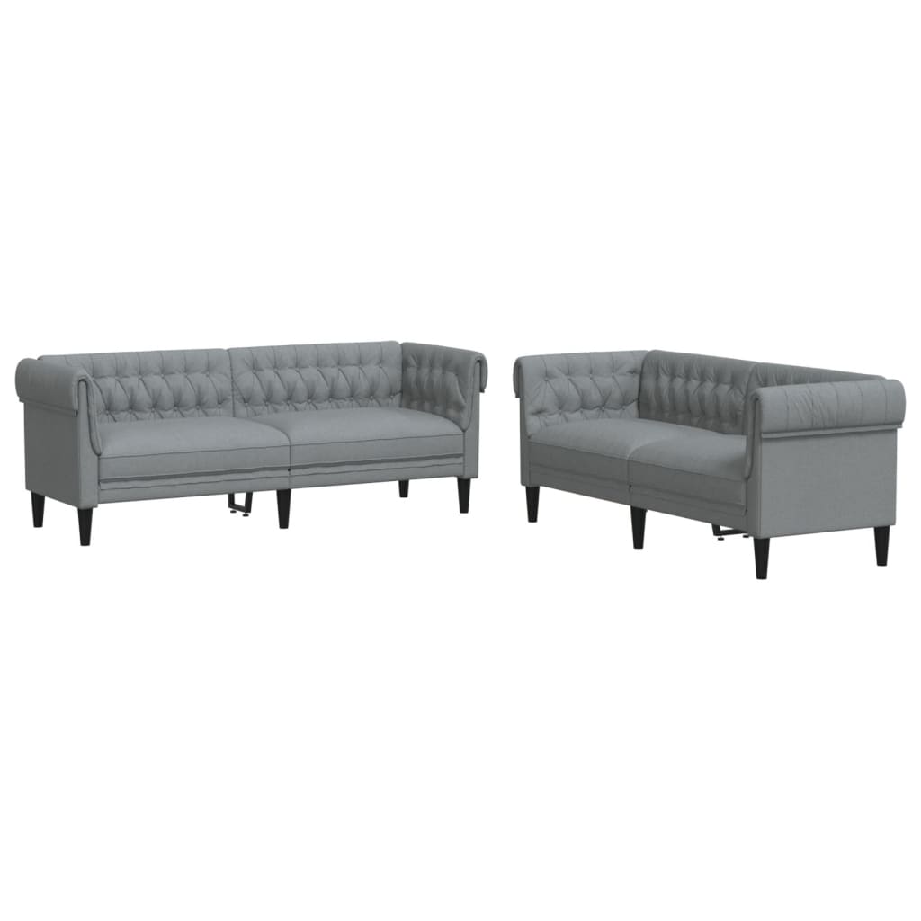 vidaXL Set de canapele, 2 piese, gri deschis, material textil vidaXL Set de canapele, 2 piese, gri deschis, material textil