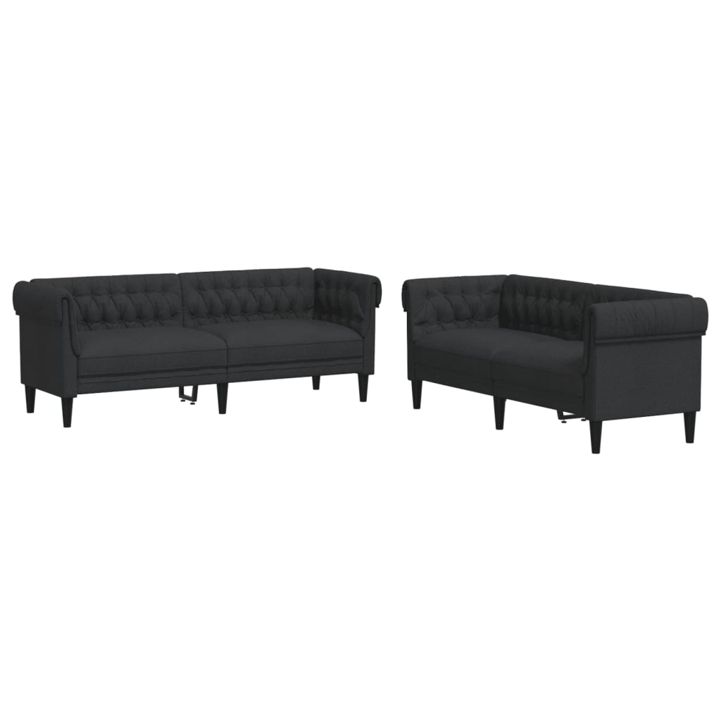 vidaXL Set de canapele, 2 piese, negru, material textil vidaXL Set de canapele, 2 piese, negru, material textil