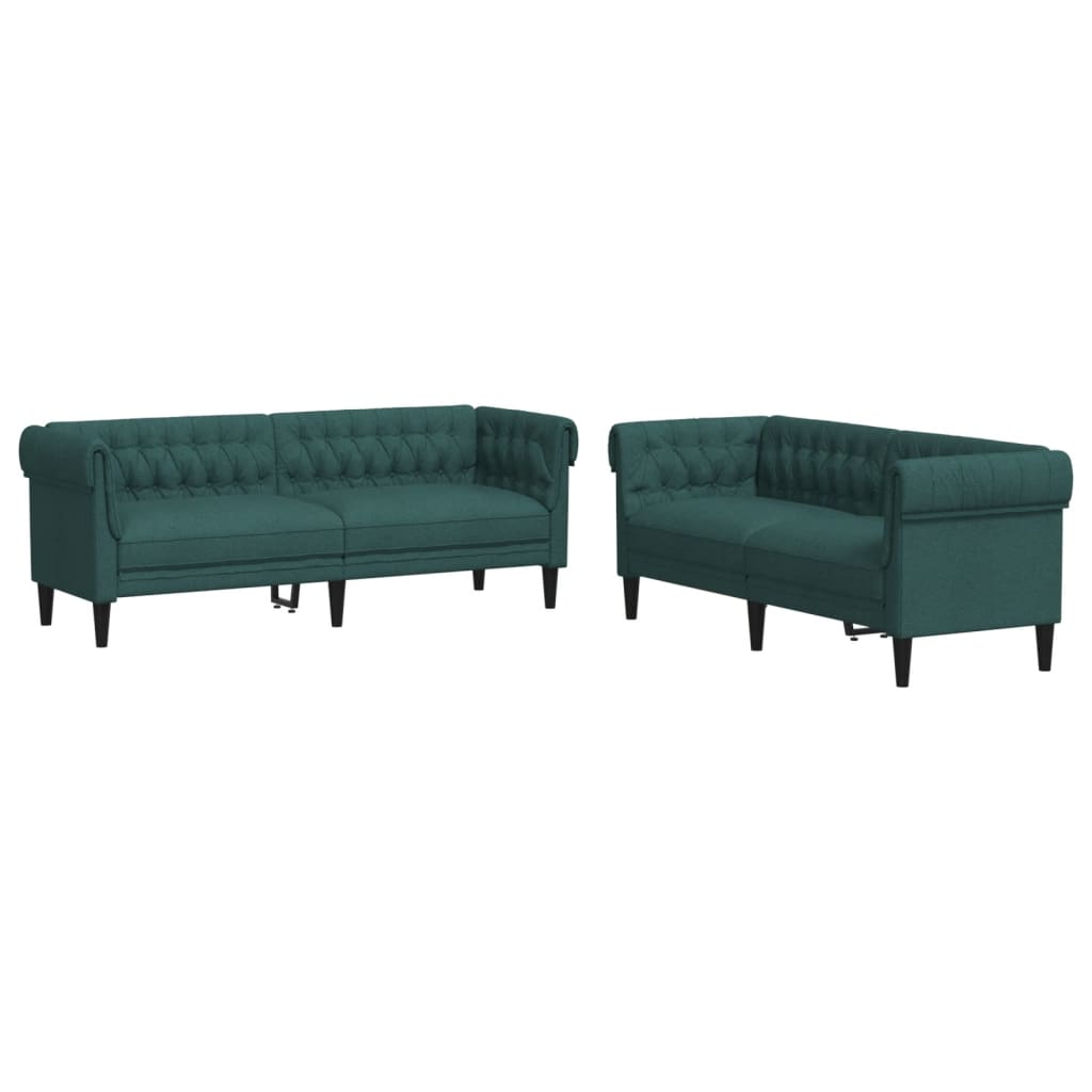 vidaXL Set canapele, 2 piese, verde închis, material textil
