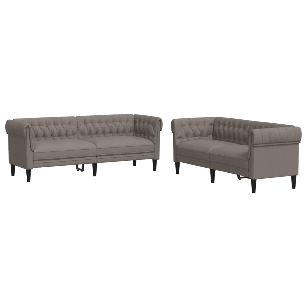 vidaXL Set de canapele, 2 piese, gri taupe, material