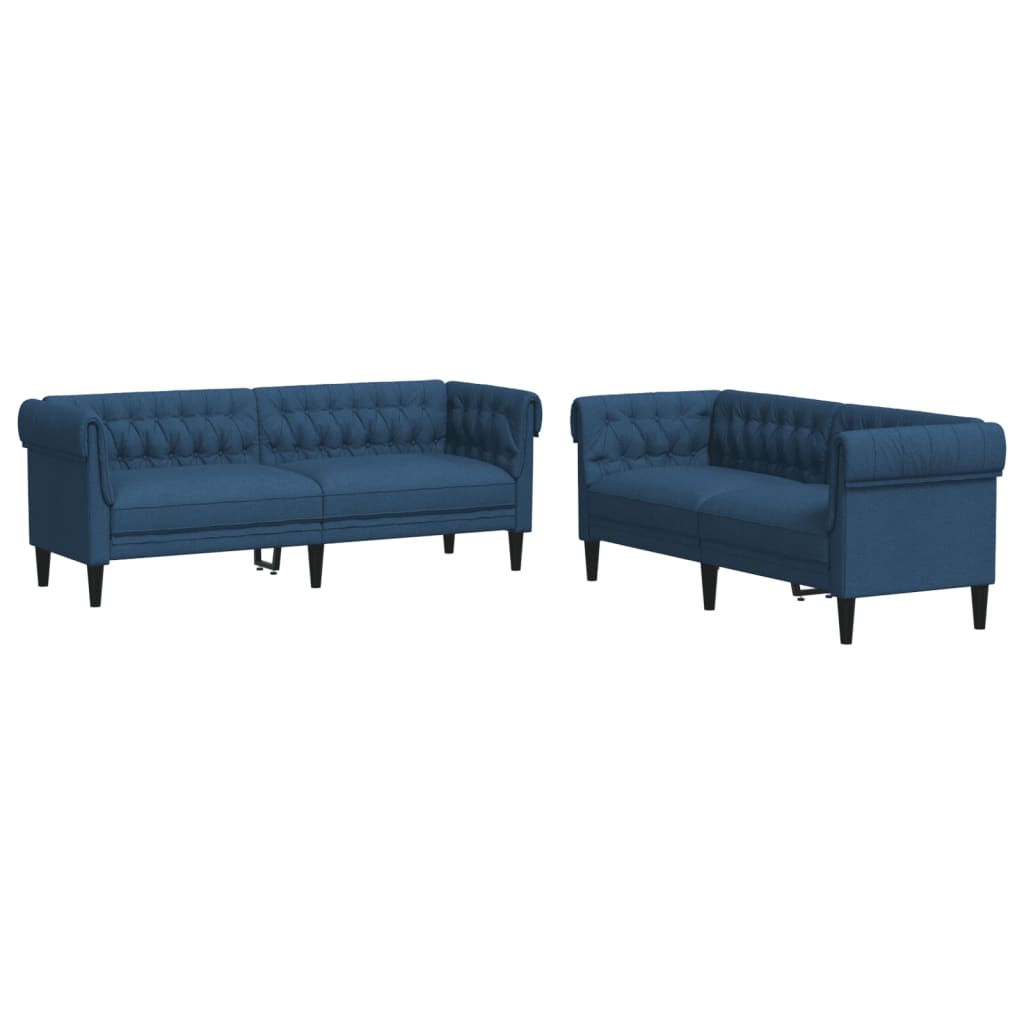 vidaXL Set canapele, 2 piese, albastru, material textil