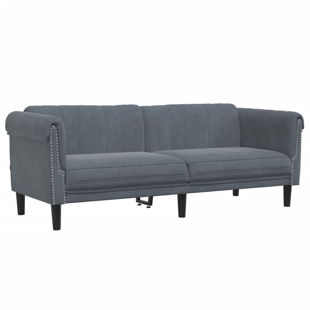 vidaXL Set de canapele, 3 piese, gri închis, catifea vidaXL Set de canapele, 3 piese, gri închis, catifea