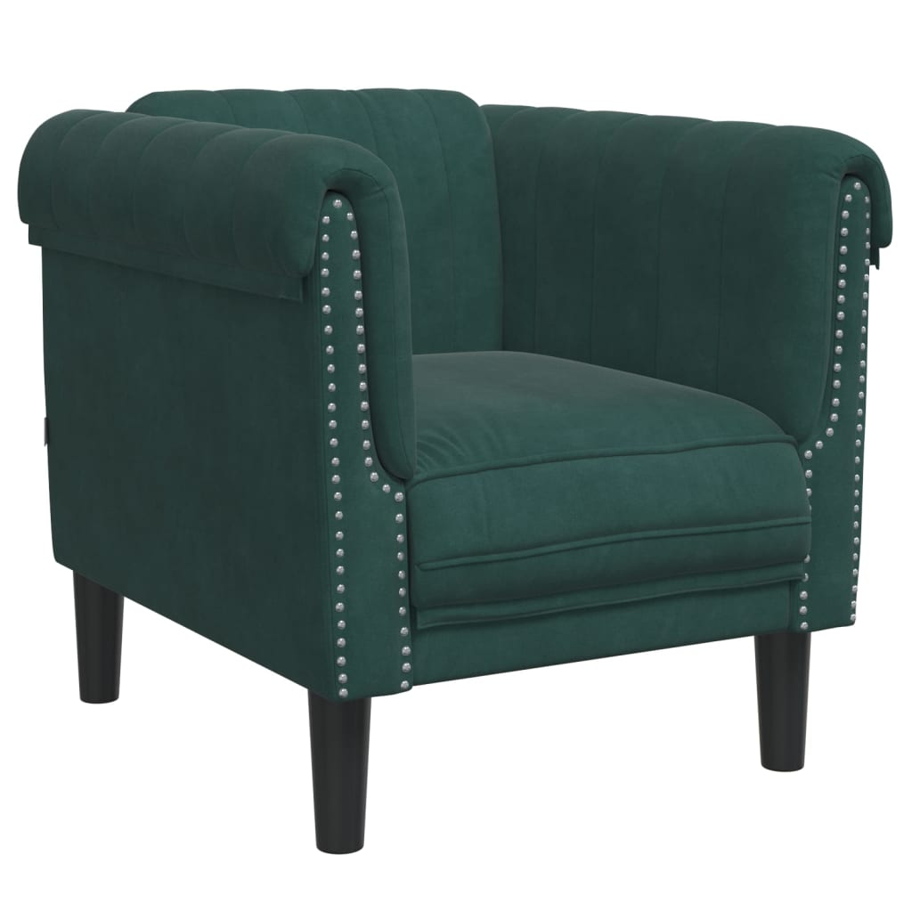 vidaXL Set de canapele, 3 piese, verde închis, catifea vidaXL Set de canapele, 3 piese, verde închis, catifea