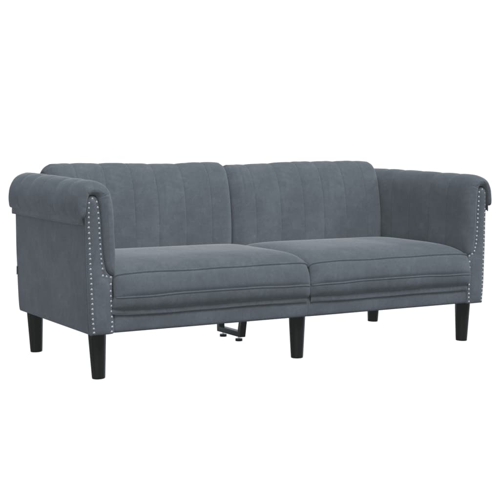 vidaXL Set canapea, 2 piese, gri închis, catifea