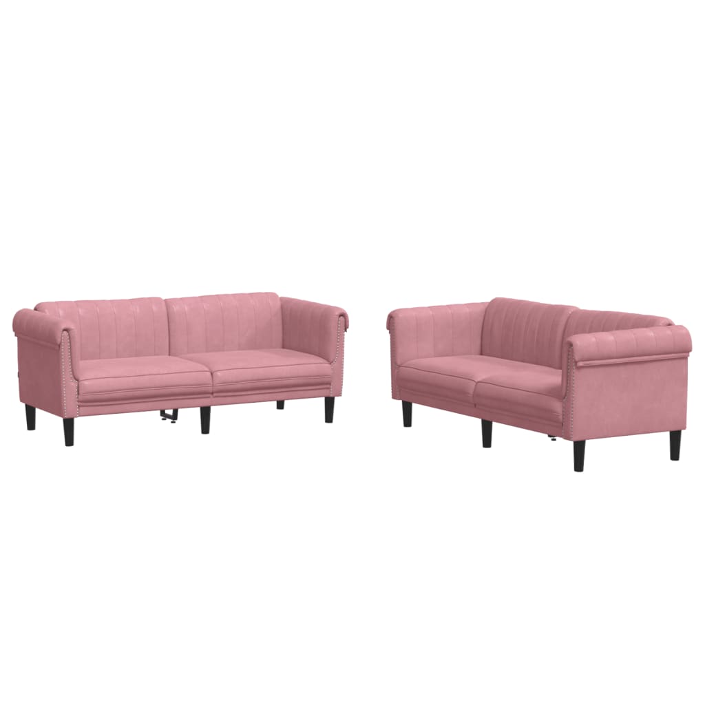 vidaXL Set canapele, 2 piese, roz, catifea