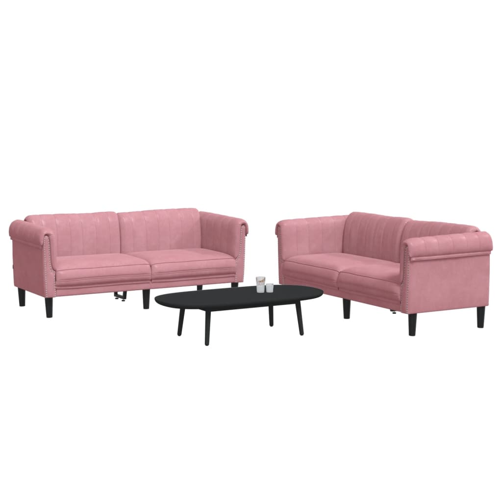vidaXL Set canapele, 2 piese, roz, catifea