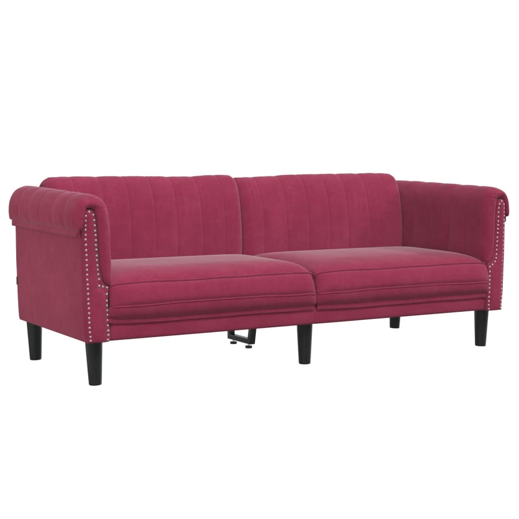 vidaXL Set canapele, 2 piese, roșu vin, catifea