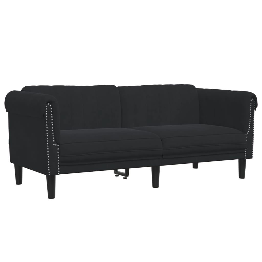vidaXL Set canapea 2 piese, negru, catifea
