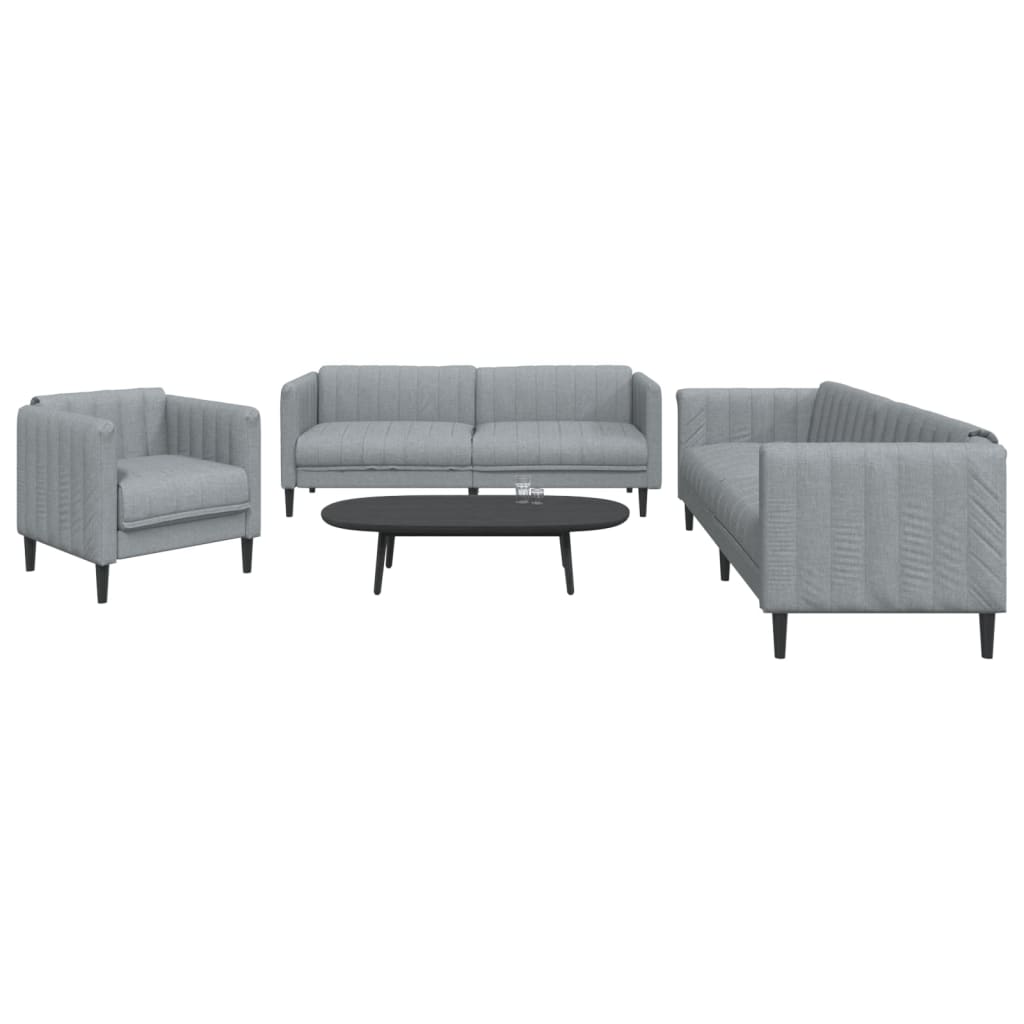 vidaXL Set de canapele, 3 piese, gri deschis, textil vidaXL Set de canapele, 3 piese, gri deschis, textil