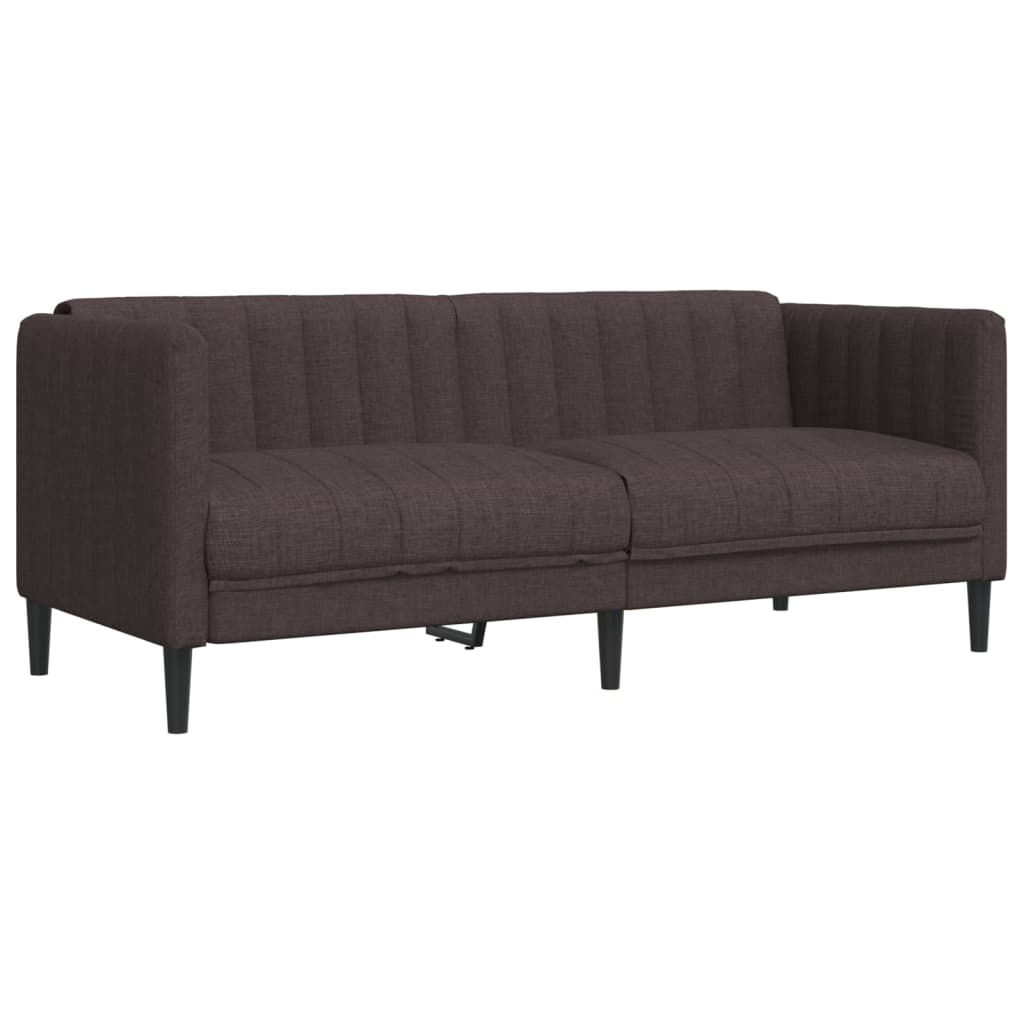 vidaXL Set canapele, 3 piese, maro închis, material textil vidaXL Set canapele, 3 piese, maro închis, material textil