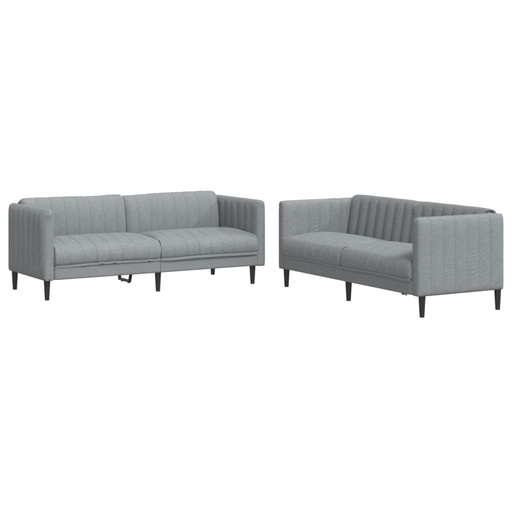 vidaXL Set de canapele, 2 piese, gri deschis, material textil vidaXL Set de canapele, 2 piese, gri deschis, material textil
