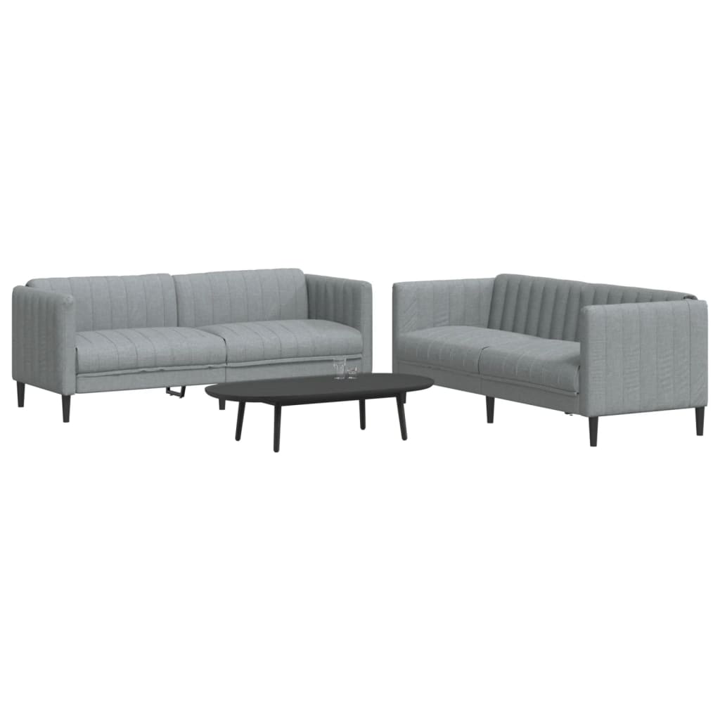 vidaXL Set de canapele, 2 piese, gri deschis, material textil vidaXL Set de canapele, 2 piese, gri deschis, material textil