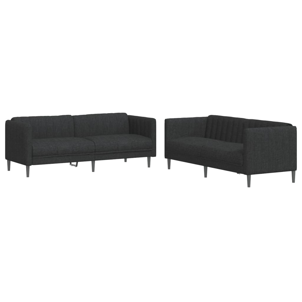 vidaXL Set de canapele, 2 piese, negru, material textil vidaXL Set de canapele, 2 piese, negru, material textil