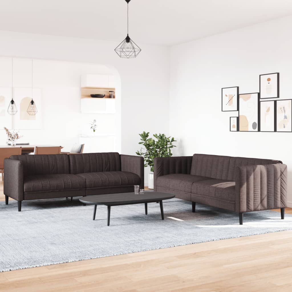 vidaXL Set canapele, 2 piese, maro închis, material textil