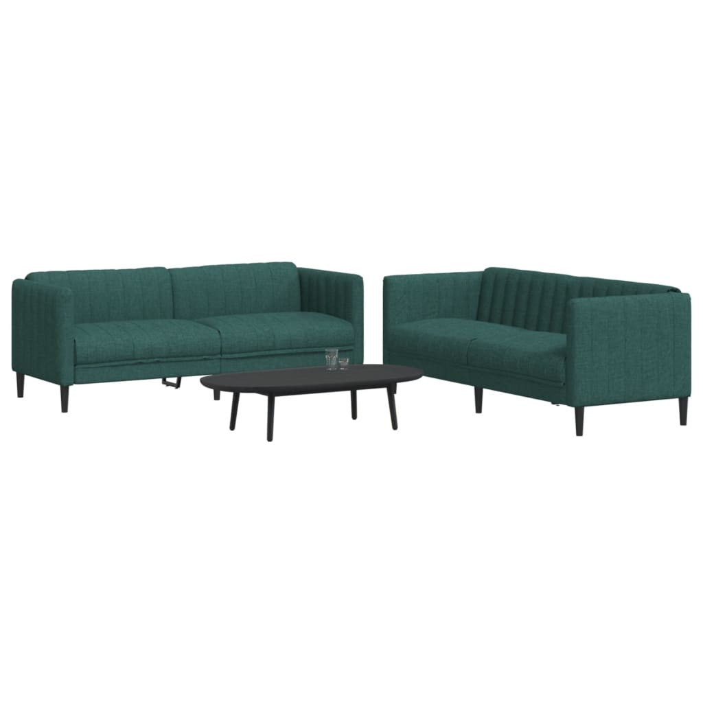 vidaXL Set canapele, 2 piese, verde închis, material textil vidaXL Set canapele, 2 piese, verde închis, material textil
