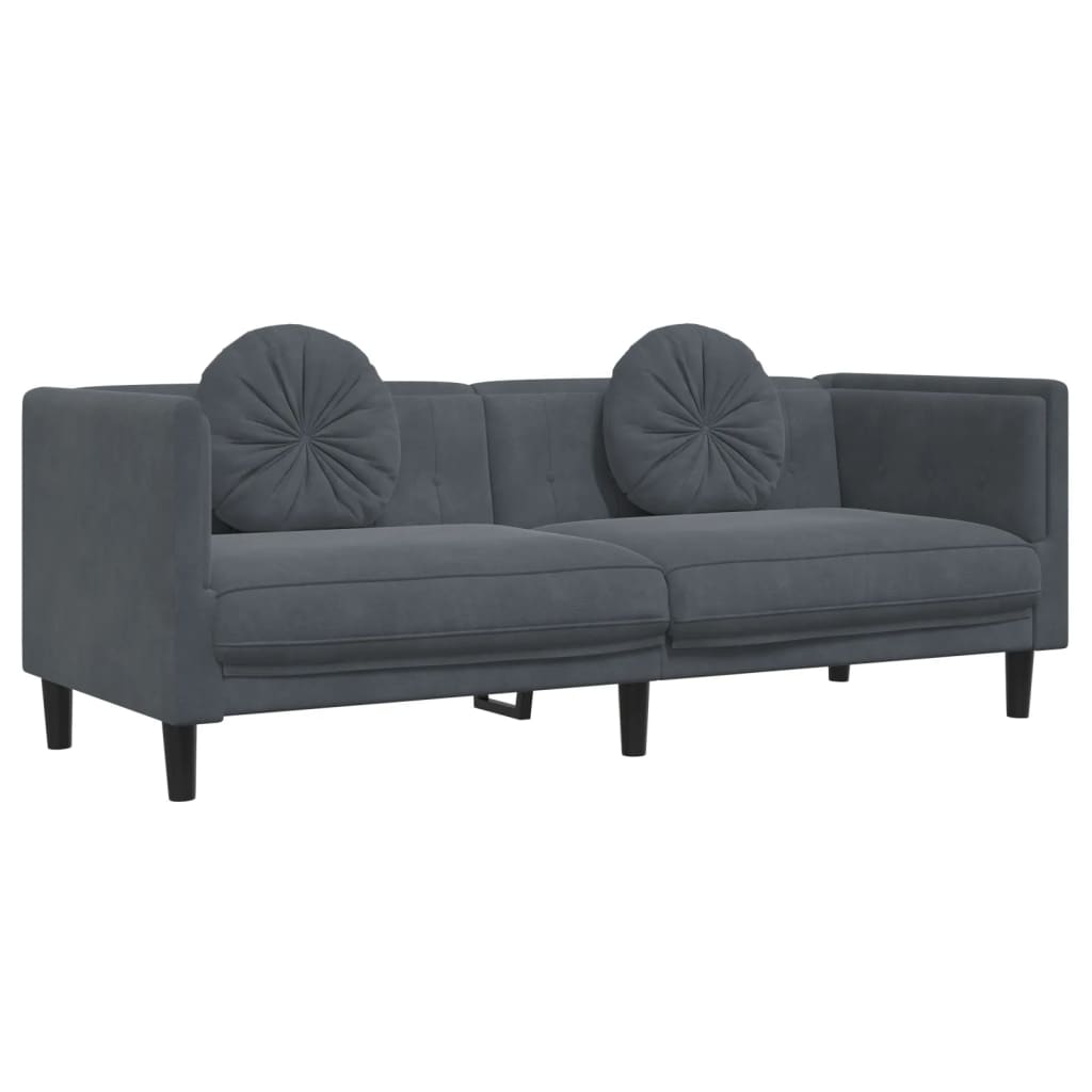 vidaXL Set canapea cu perne, 3 piese, gri închis, catifea