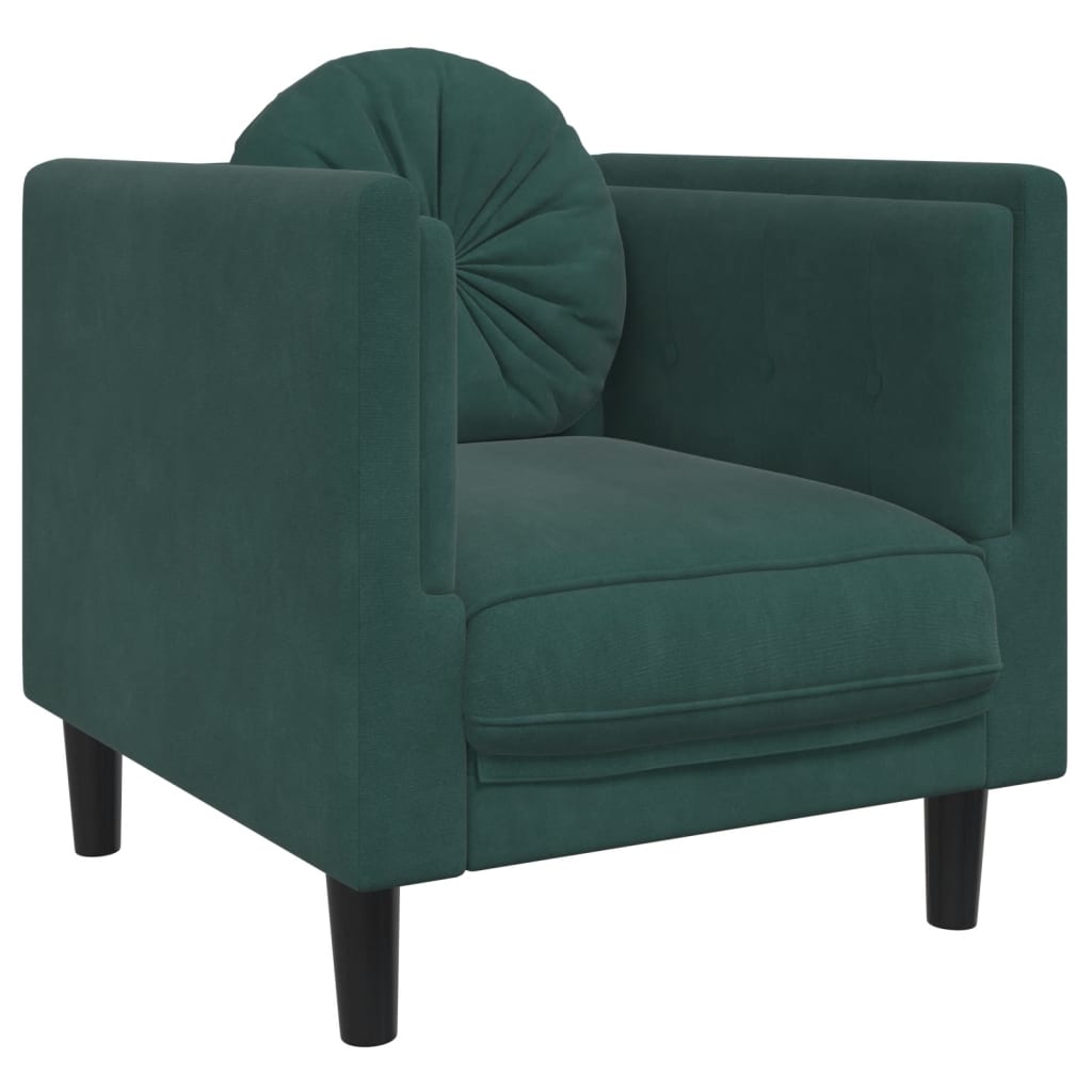 vidaXL Set canapea cu perne, 3 piese, verde închis, catifea