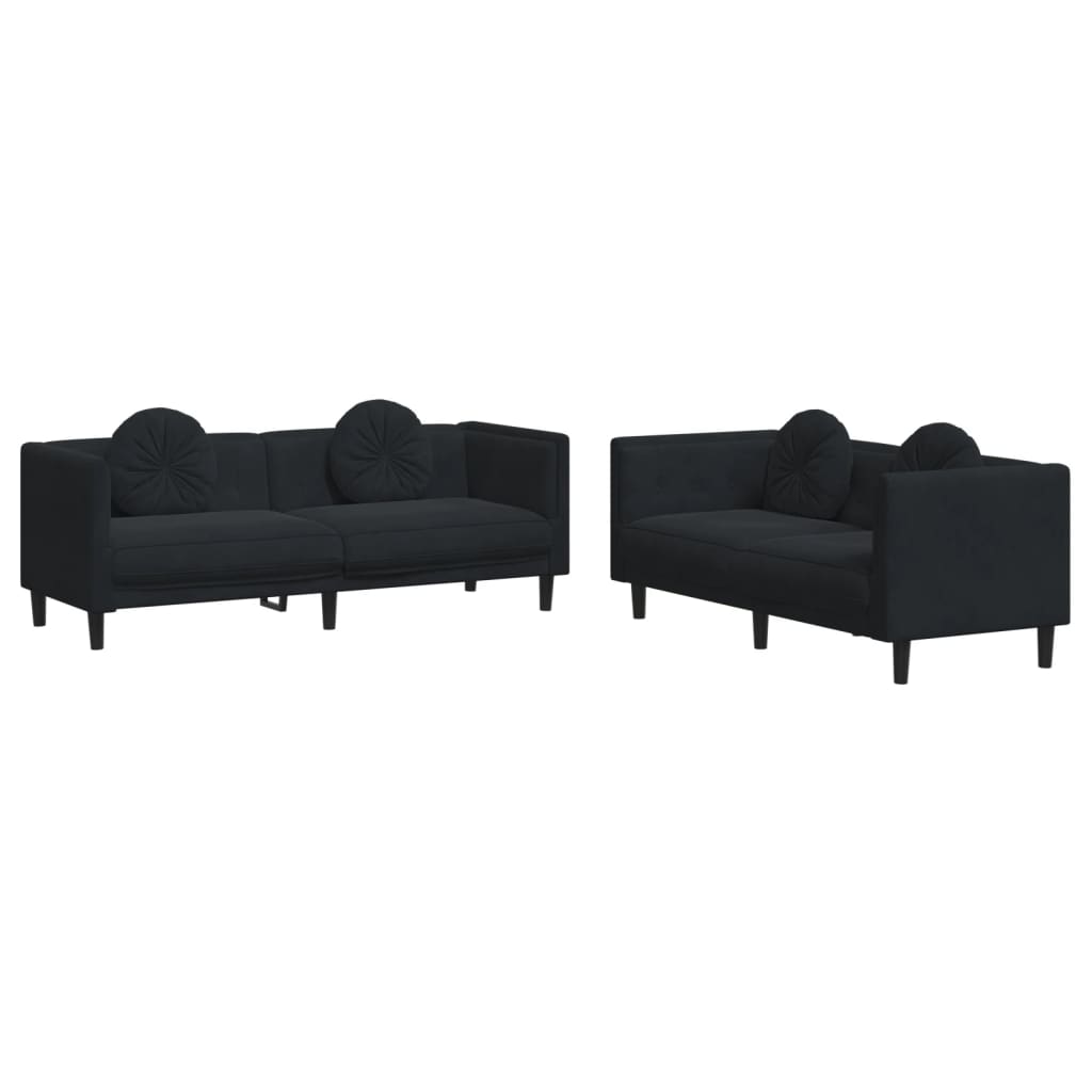 vidaXL Set canapea cu perne, 2 piese, roz, catifea