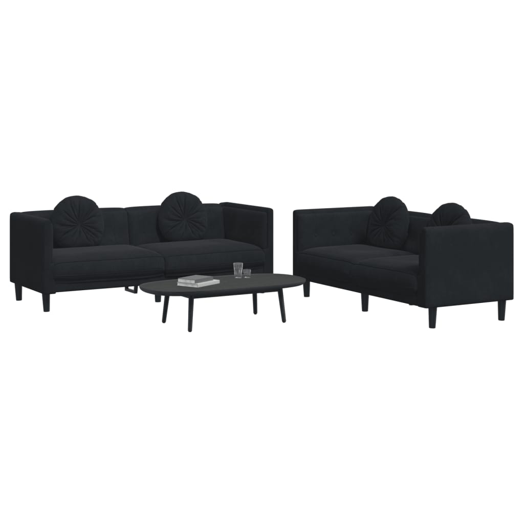 vidaXL Set canapea cu perne, 2 piese, roz, catifea
