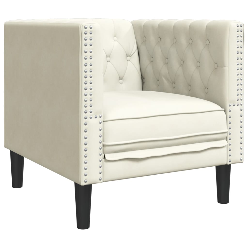 vidaXL Set canapele Chesterfield cu 3 locuri, crem, piele eco. vidaXL Set canapele Chesterfield cu 3 locuri, crem, piele eco.