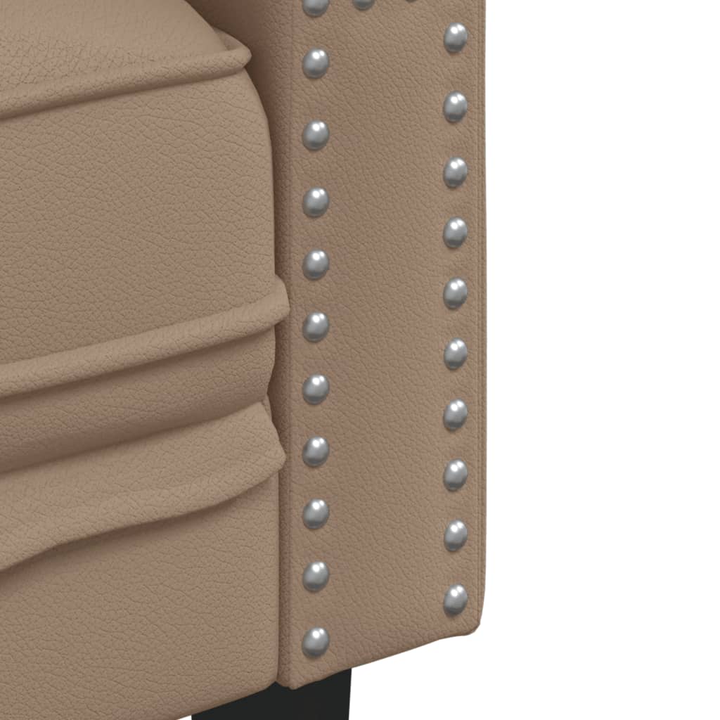 vidaXL Set canapele Chesterfield cu 3 locuri, cappuccino, piele eco.