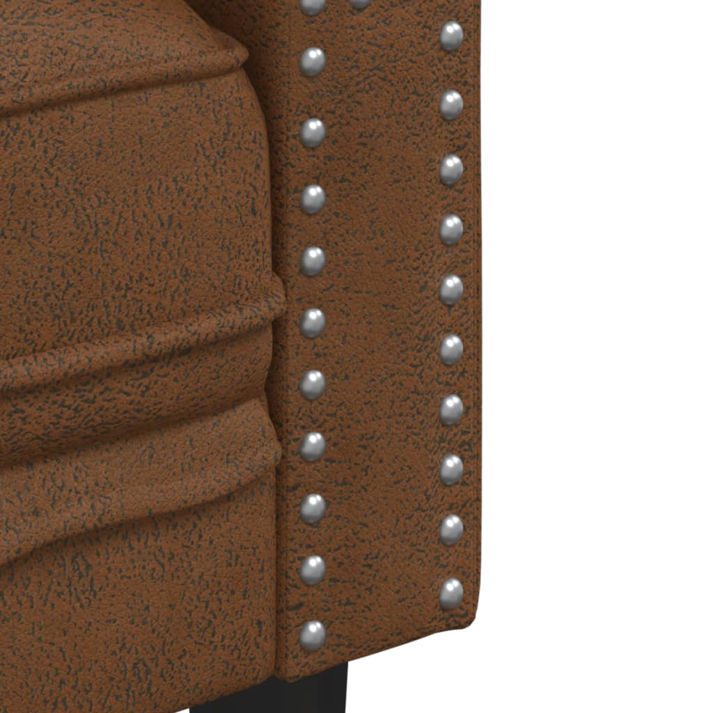 vidaXL Set canapele Chesterfield cu 3 locuri, maro piele întoarsă eco. vidaXL Set canapele Chesterfield cu 3 locuri, maro piele întoarsă eco.