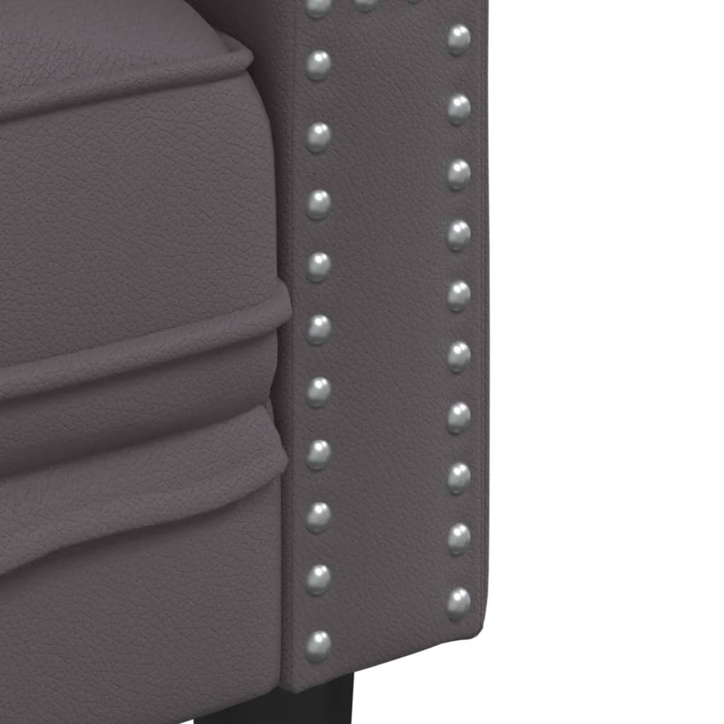 vidaXL Set canapele Chesterfield cu 2 locuri, gri, piele eco.
