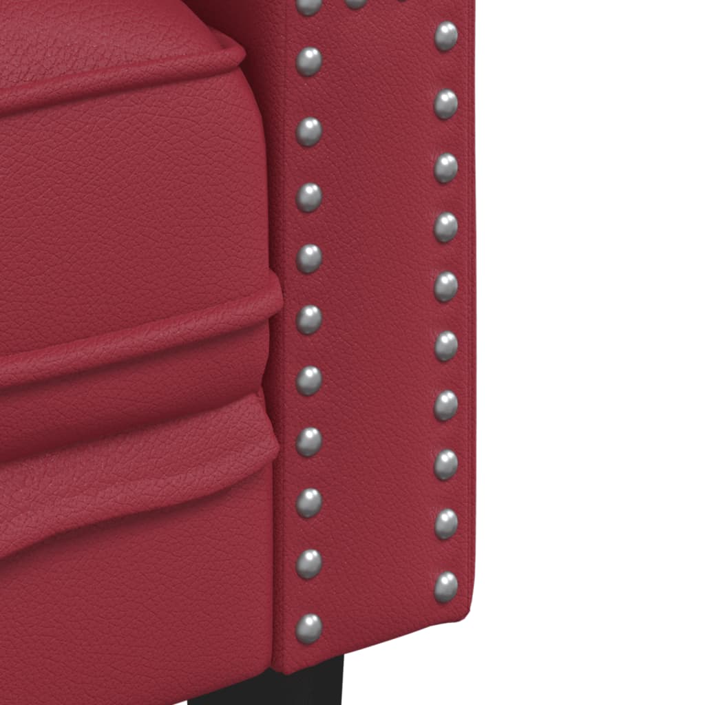 vidaXL Set canapele Chesterfield cu 2 locuri roșu vin piele eco.