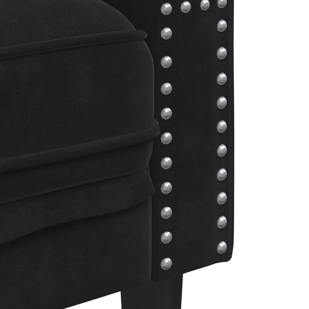 vidaXL Set canapele Chesterfield cu perne rulou 3 piese negru catifea vidaXL Set canapele Chesterfield cu perne rulou 3 piese negru catifea