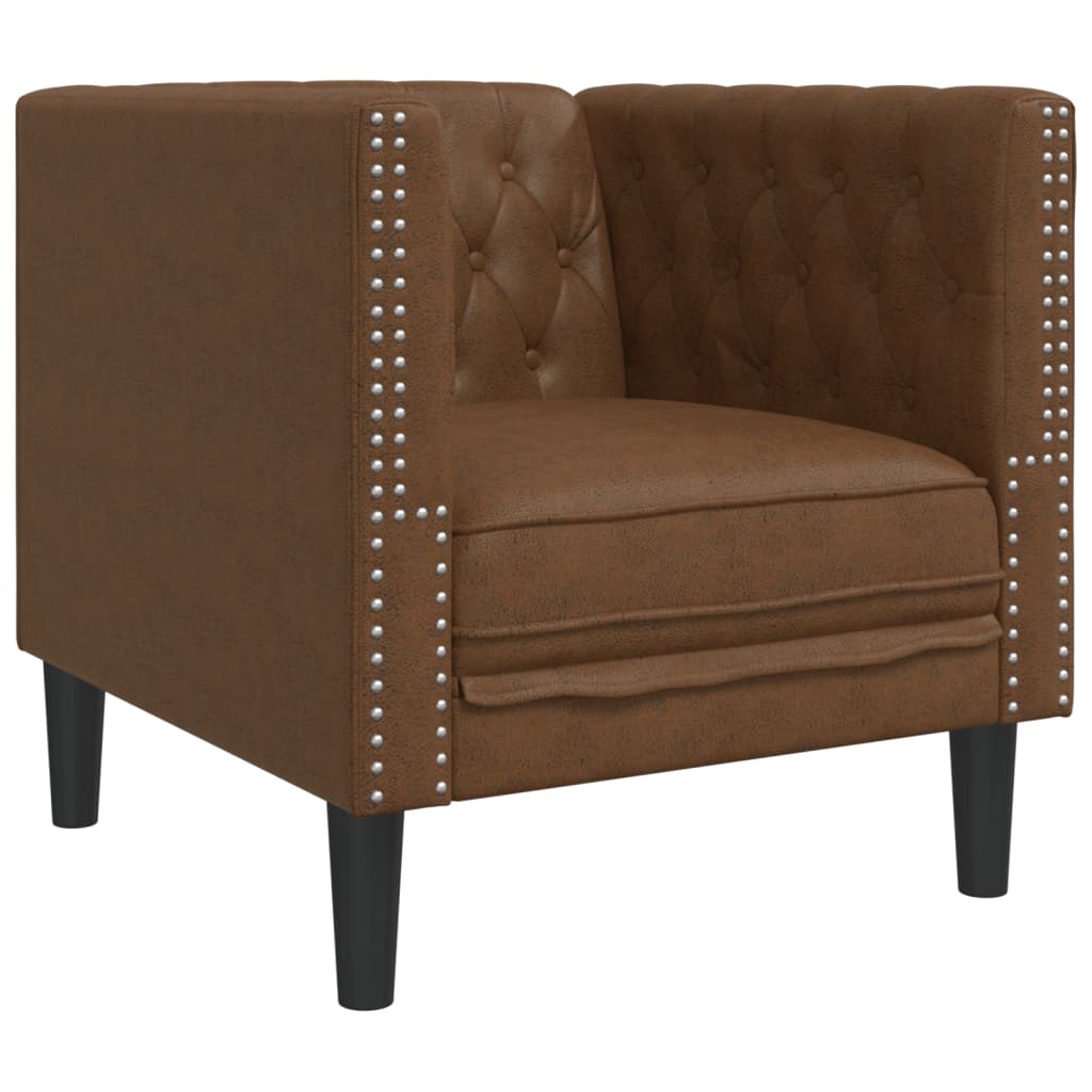 vidaXL Set canapele Chesterfield perne 3 piese maro piele întoarsă eco vidaXL Set canapele Chesterfield perne 3 piese maro piele întoarsă eco