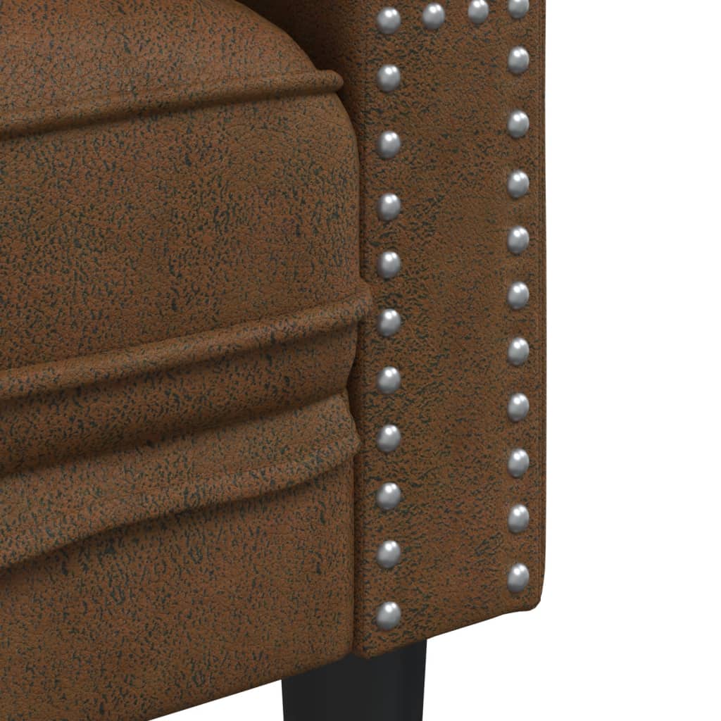 vidaXL Set canapele Chesterfield perne 3 piese maro piele întoarsă eco vidaXL Set canapele Chesterfield perne 3 piese maro piele întoarsă eco