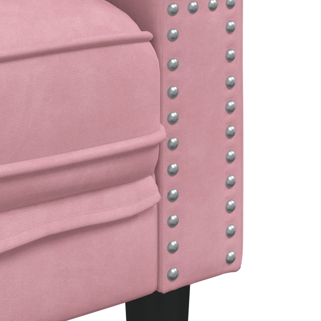 vidaXL Set canapele Chesterfield cu perne rulou, 2 piese, roz, catifea