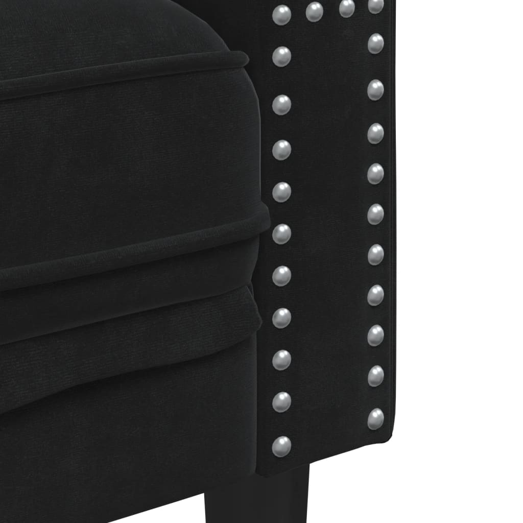 vidaXL Set canapele Chesterfield cu perne rulou 2 piese negru catifea vidaXL Set canapele Chesterfield cu perne rulou 2 piese negru catifea