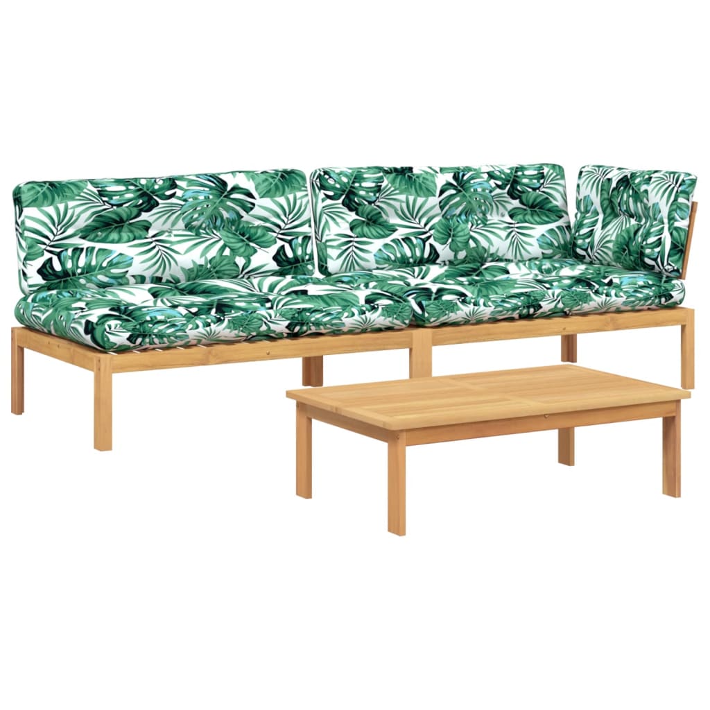 vidaXL Set canapele grădină cu perne din paleți, 3 piese, lemn acacia vidaXL Set canapele grădină cu perne din paleți, 3 piese, lemn acacia