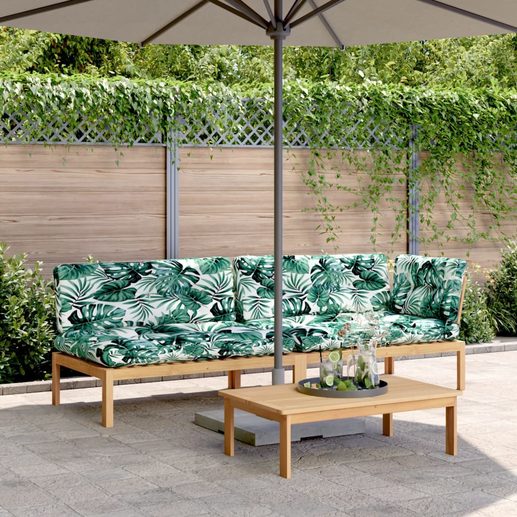 vidaXL Set canapele grădină cu perne din paleți, 3 piese, lemn acacia vidaXL Set canapele grădină cu perne din paleți, 3 piese, lemn acacia