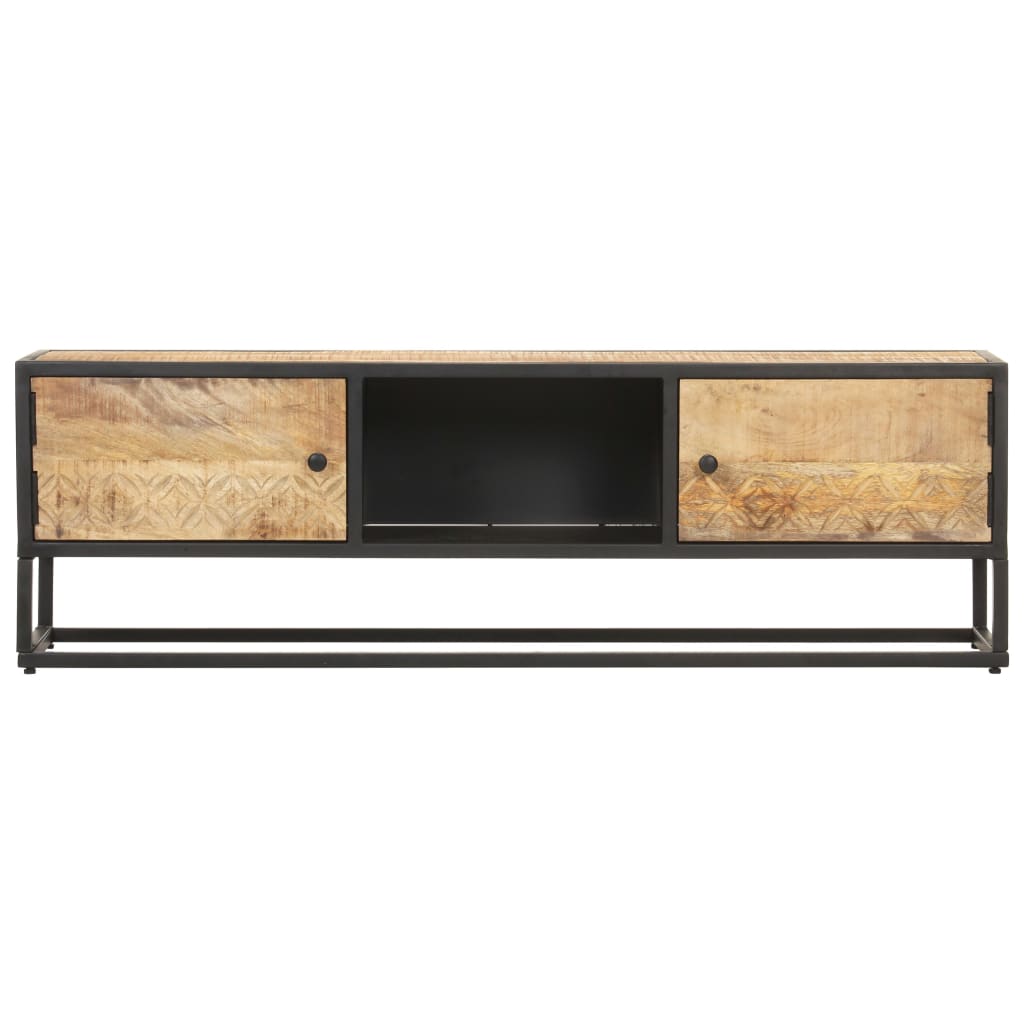 vidaXL Comodă TV cu ușă sculpată, 130 x 30 x 40 cm, lemn mango brut vidaXL Comodă TV cu ușă sculpată, 130 x 30 x 40 cm, lemn mango brut