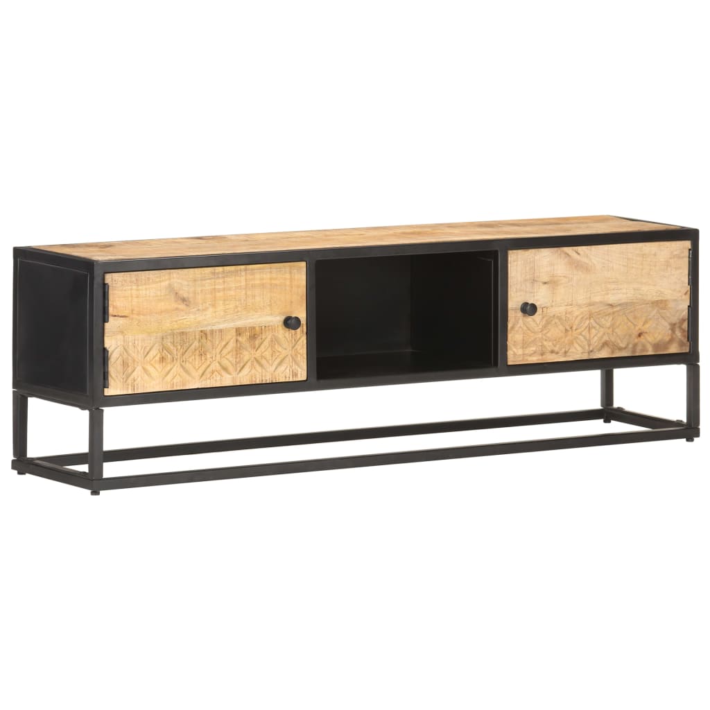 vidaXL Comodă TV cu ușă sculpată, 130 x 30 x 40 cm, lemn mango brut vidaXL Comodă TV cu ușă sculpată, 130 x 30 x 40 cm, lemn mango brut