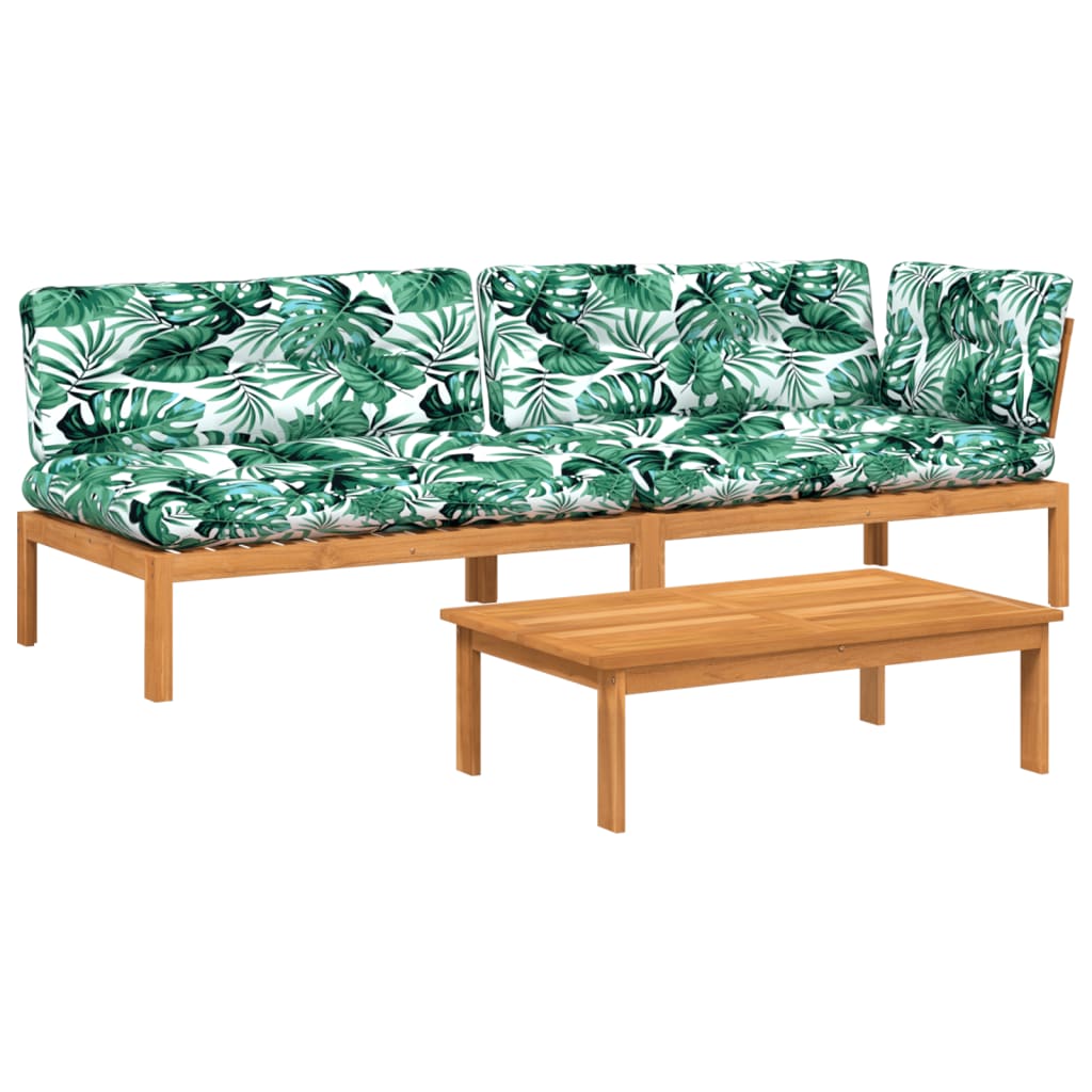 vidaXL Set canapele grădină cu perne din paleți, 3 piese, lemn acacia vidaXL Set canapele grădină cu perne din paleți, 3 piese, lemn acacia