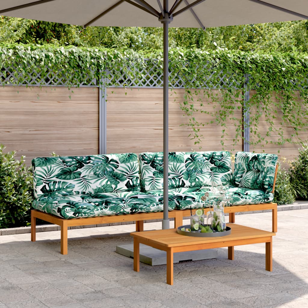 vidaXL Set canapele grădină cu perne din paleți, 3 piese, lemn acacia vidaXL Set canapele grădină cu perne din paleți, 3 piese, lemn acacia
