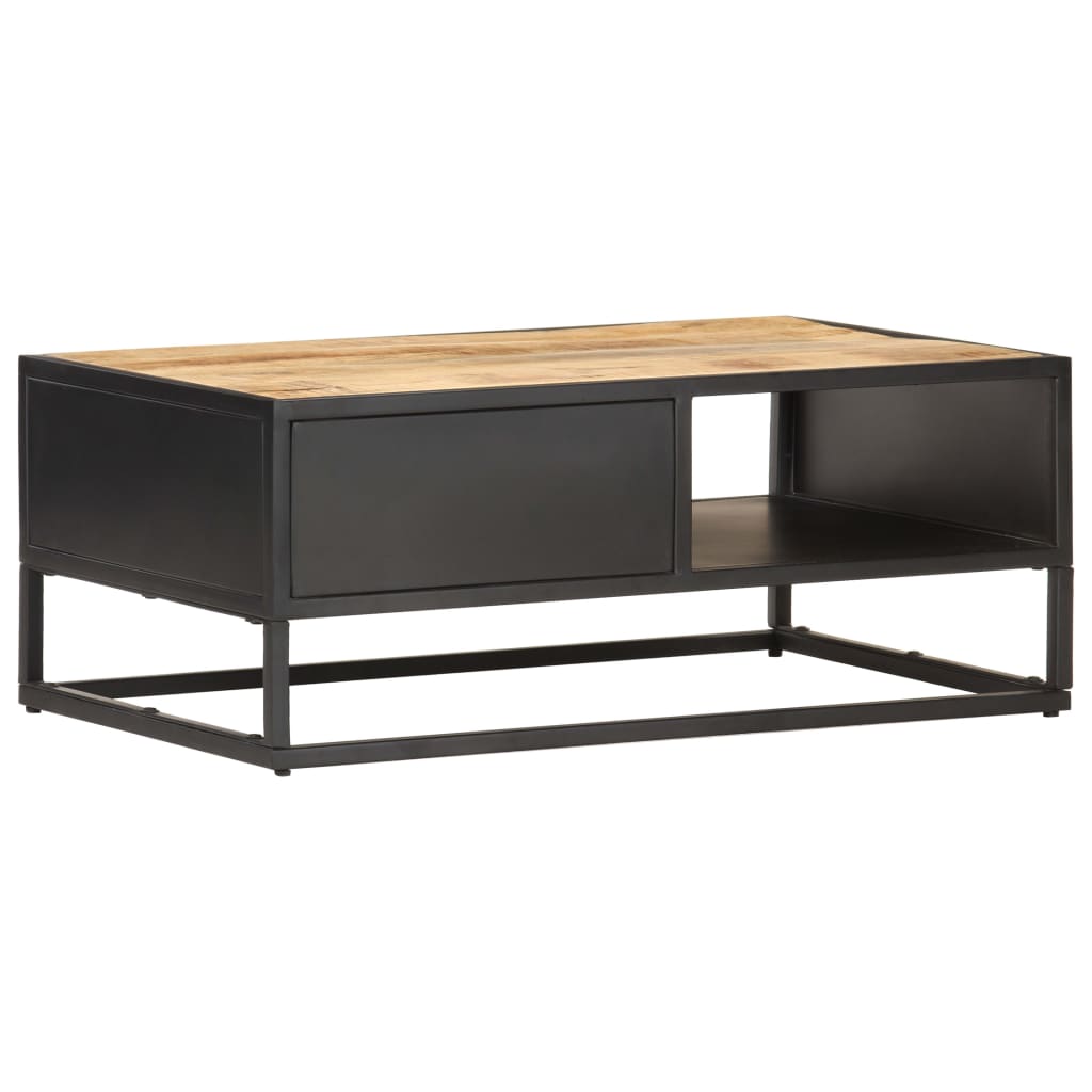 vidaXL Măsuță de cafea cu ușă sculptată 90x55x 36 cm lemn mango brut vidaXL Măsuță de cafea cu ușă sculptată 90x55x 36 cm lemn mango brut