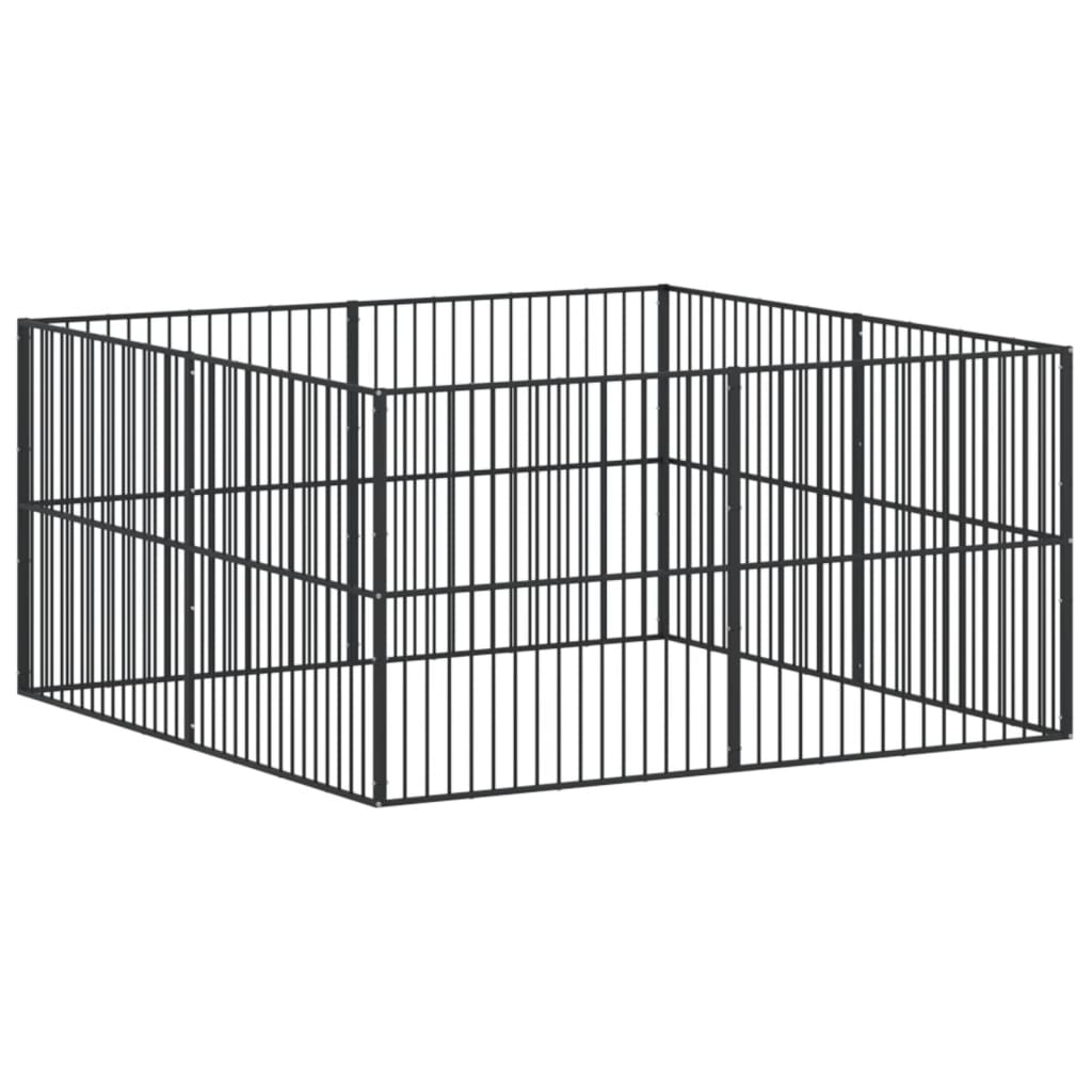vidaXL Țarc pentru câini cu 8 panouri, negru, oțel galvanizat vidaXL Țarc pentru câini cu 8 panouri, negru, oțel galvanizat