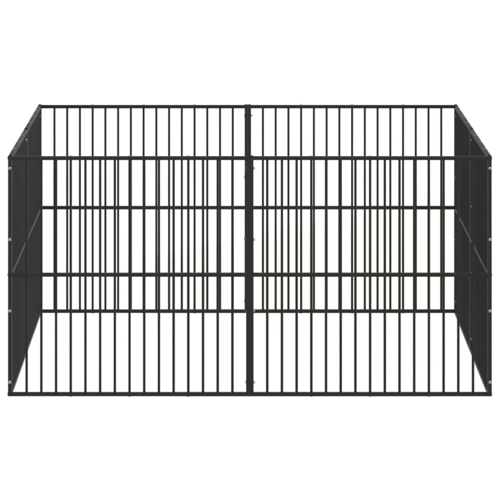 vidaXL Țarc pentru câini cu 8 panouri, negru, oțel galvanizat vidaXL Țarc pentru câini cu 8 panouri, negru, oțel galvanizat
