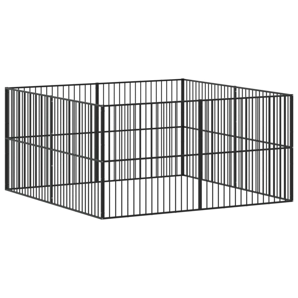 vidaXL Țarc pentru câini cu 8 panouri, negru, oțel galvanizat vidaXL Țarc pentru câini cu 8 panouri, negru, oțel galvanizat
