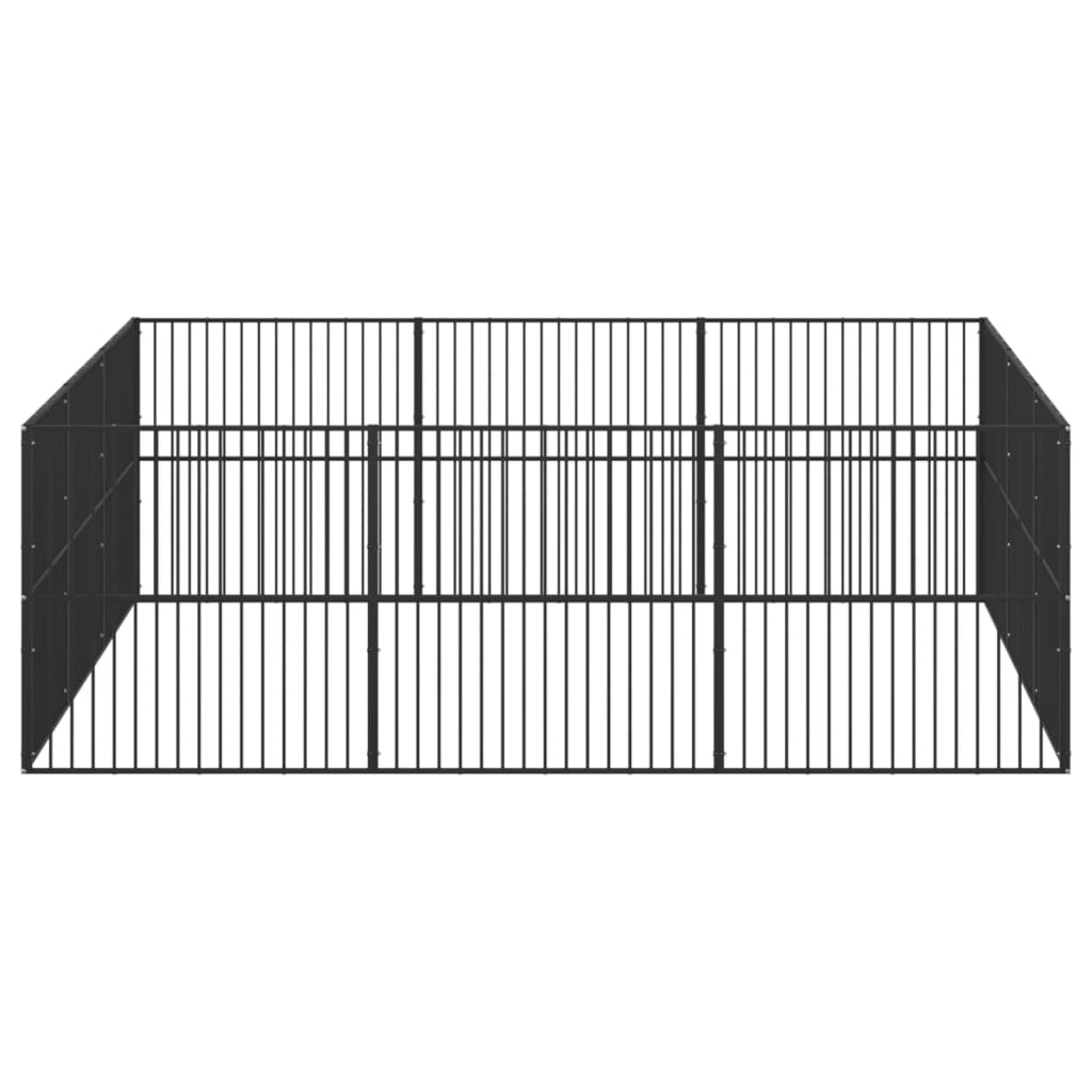vidaXL Țarc pentru câini cu 12 panouri, negru, oțel galvanizat vidaXL Țarc pentru câini cu 12 panouri, negru, oțel galvanizat