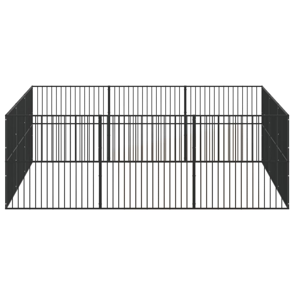 vidaXL Țarc pentru câini cu 12 panouri, negru, oțel galvanizat vidaXL Țarc pentru câini cu 12 panouri, negru, oțel galvanizat