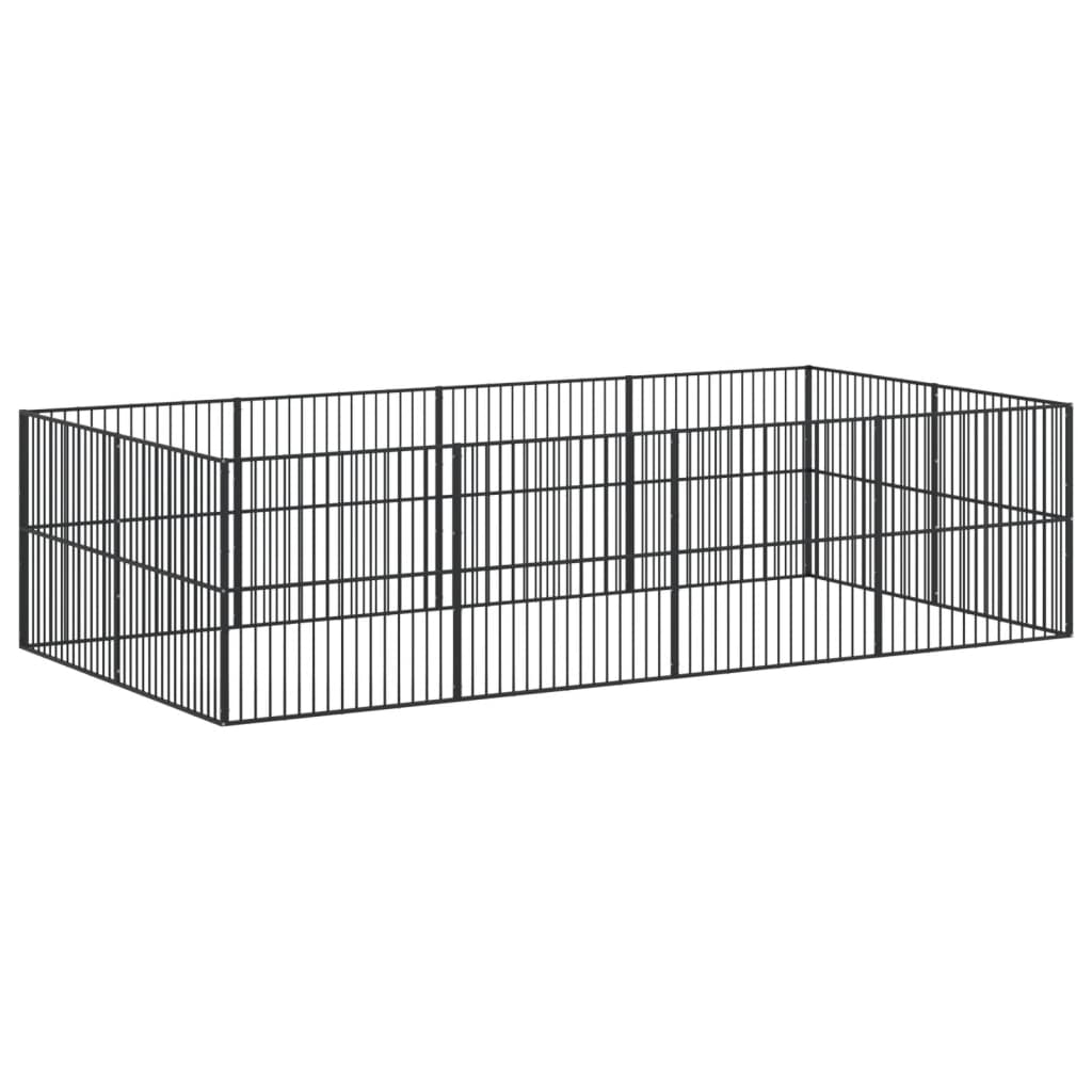 vidaXL Țarc pentru câini cu 12 panouri, negru, oțel galvanizat vidaXL Țarc pentru câini cu 12 panouri, negru, oțel galvanizat