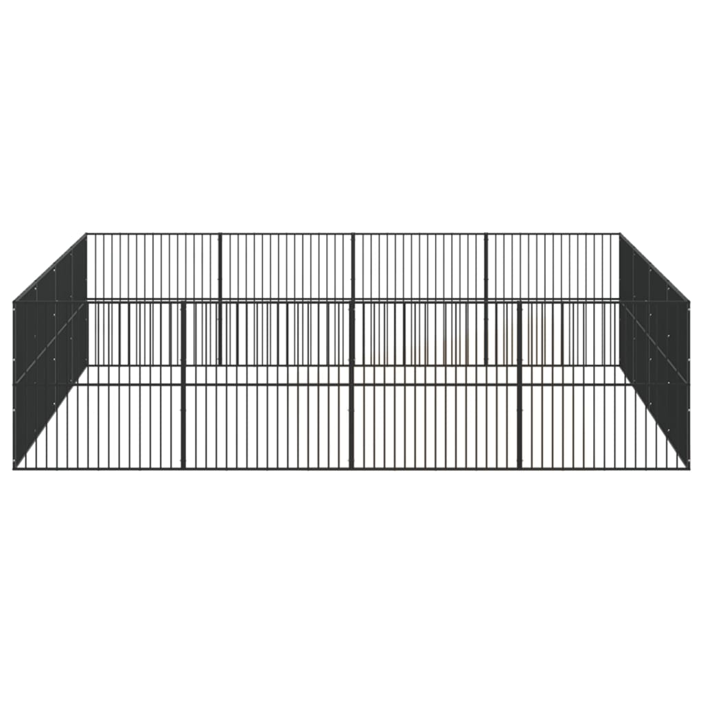 vidaXL Țarc pentru câini cu 16 panouri, negru, oțel galvanizat vidaXL Țarc pentru câini cu 16 panouri, negru, oțel galvanizat